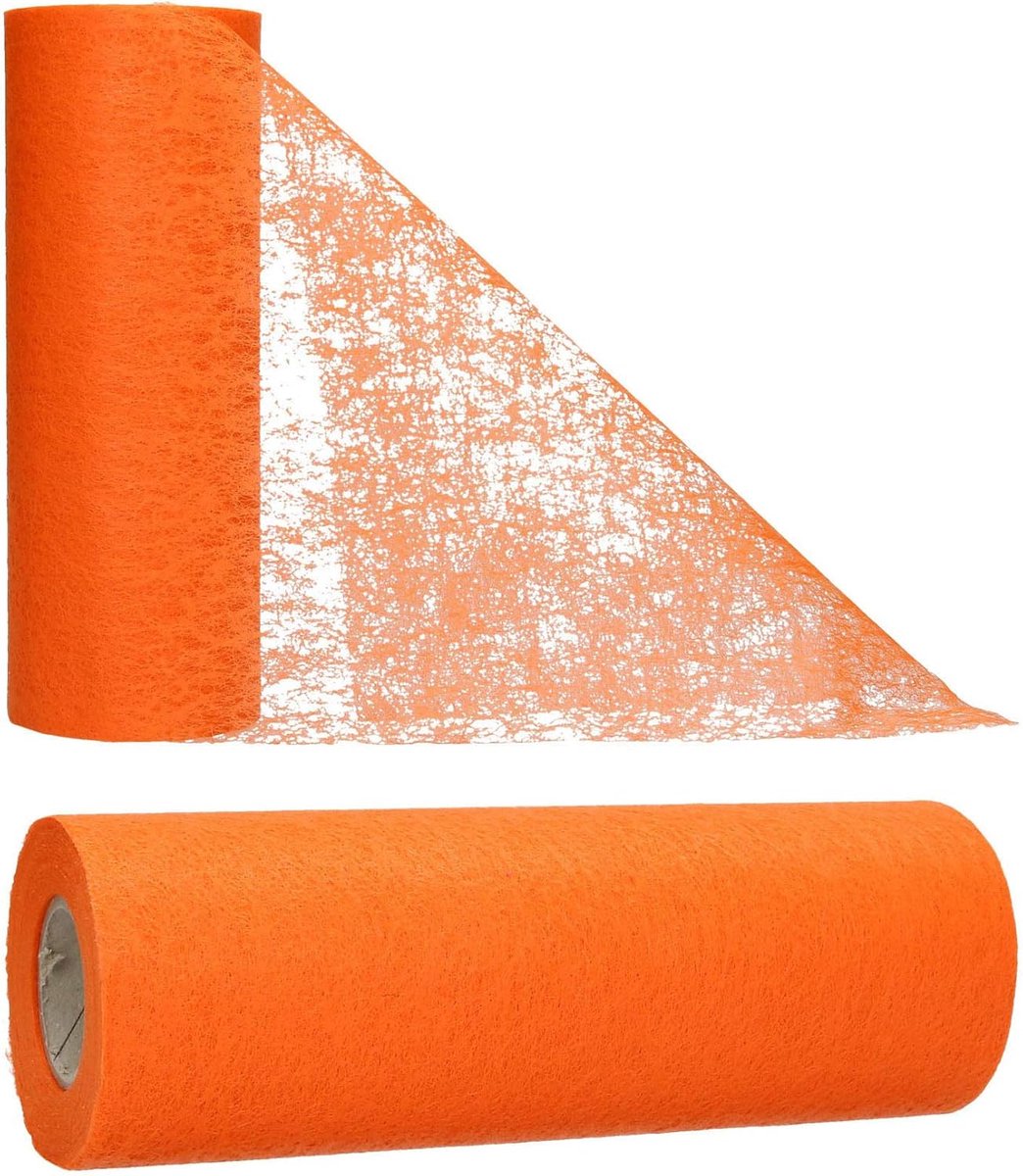 Tafelloper non-woven tafellint bloem decoratie bruiloft communie 15cm/20m rol (oranje, 5.9")