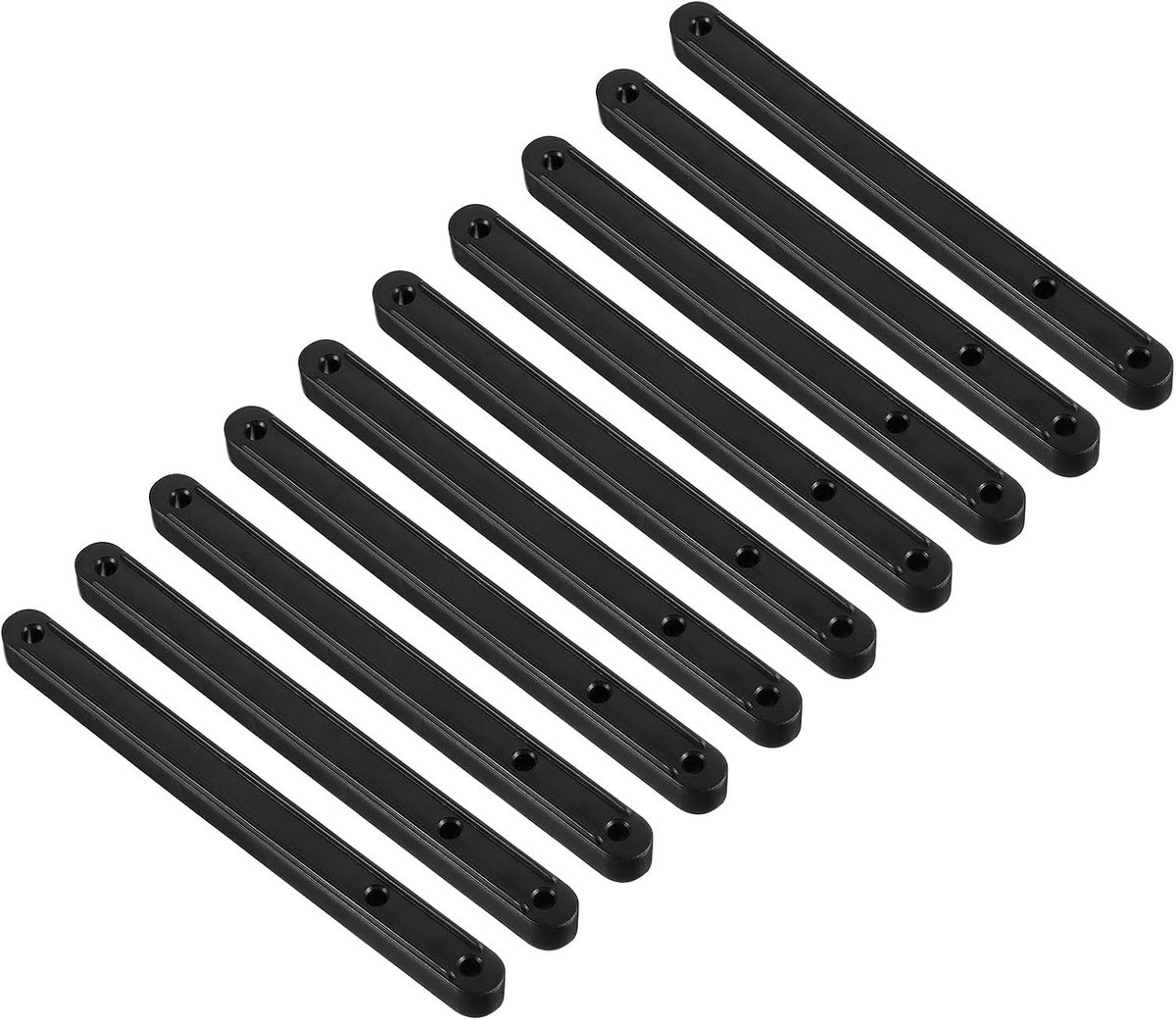 Schuifladenrails van kunststof, 10 stuks, 180 mm, kunststof zijgeleiderails voor laden, kasten, salontafels, nachtkastjes (zwart)