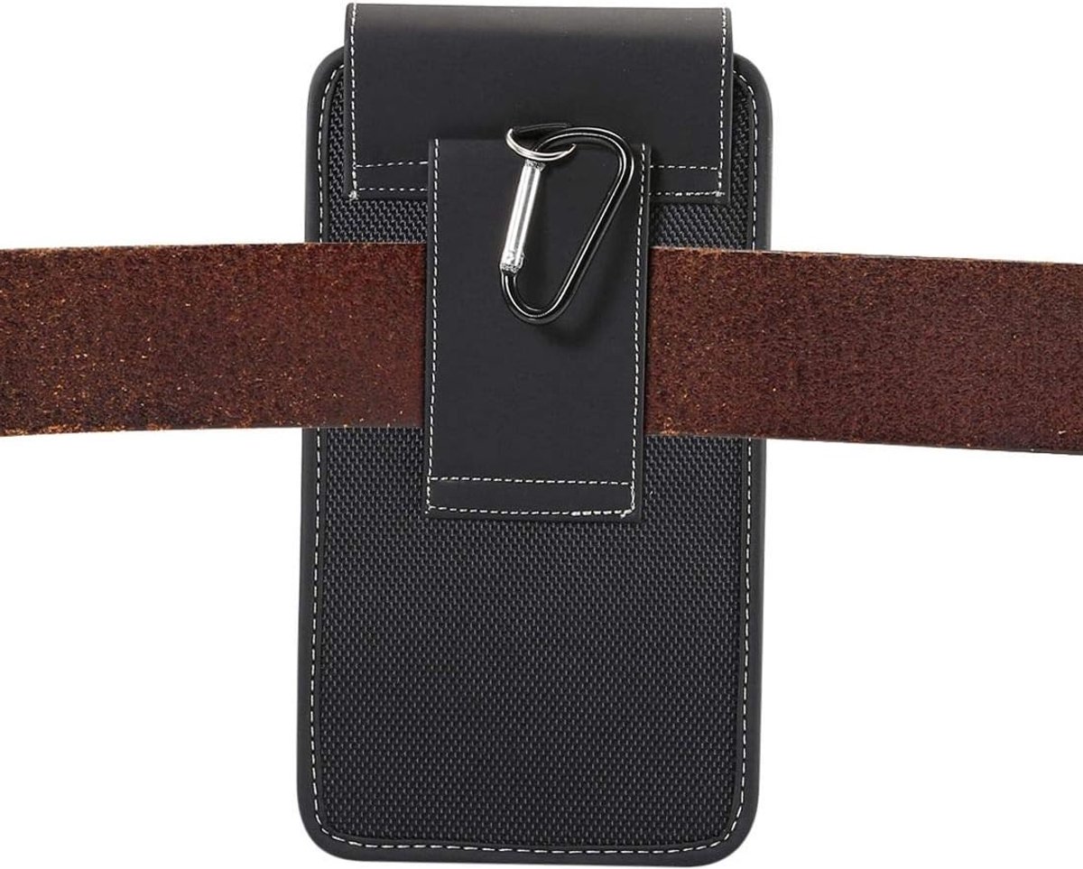 Case Cover Verticaal Leer & Nylon voor LEAGOO M10 (2018) - Zwart