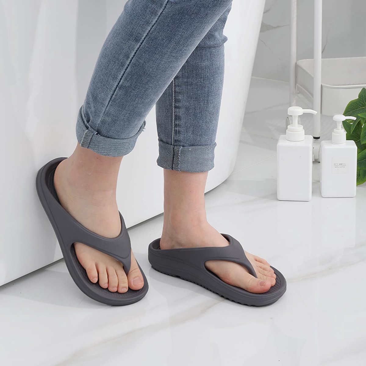 OLANLY - Ergonomic Flip-Flops - Dames Slippers - Anatomic Dames Slippers - Grijs