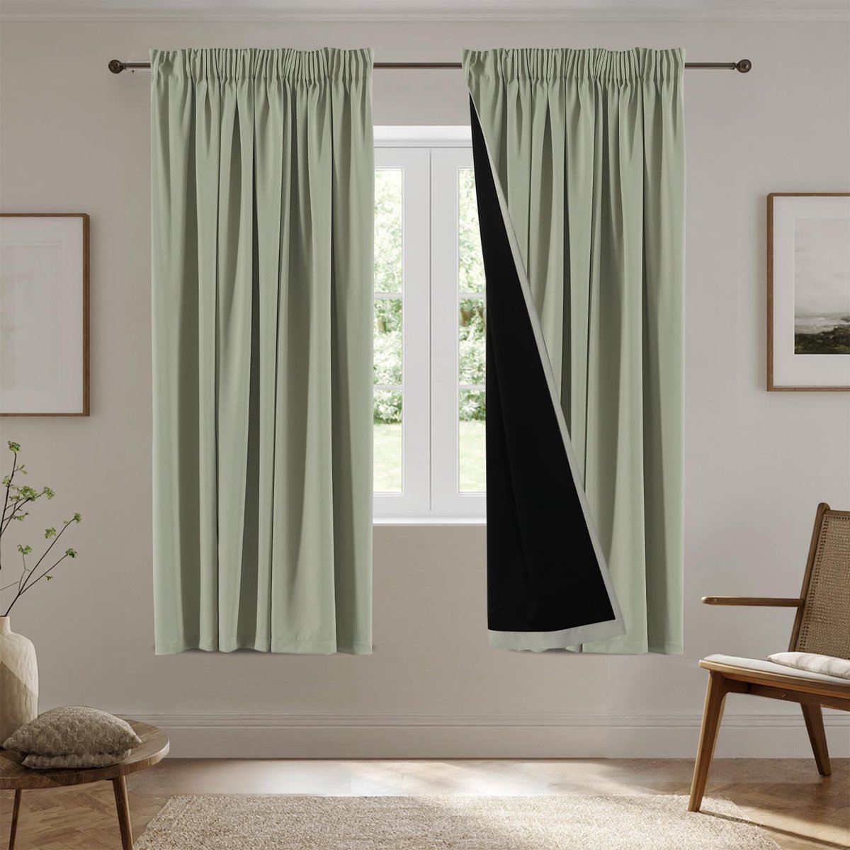 Verduisterende Gordijnen Set van 2 - 240 x 132 cm - Warmtewerend - Licht Salie Groen