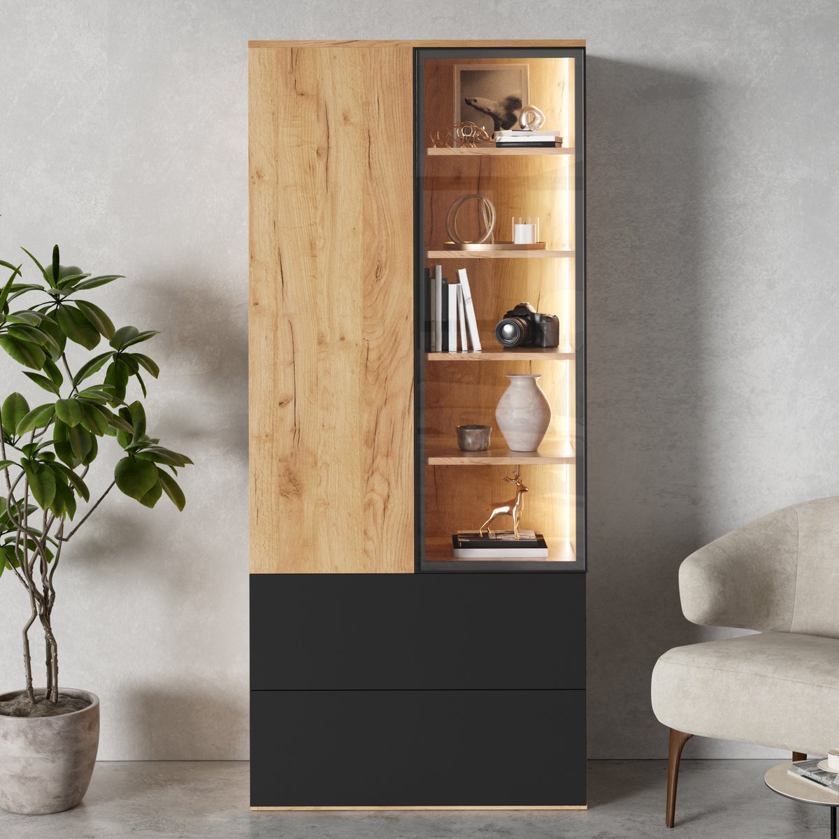 VVBV TV-Meubel 180x40x45 cm - Opbergruimte, Glazen Deuren, Stabiel Metalen Frame, 6 Deuren - Wit/Goud, Spaanplaat