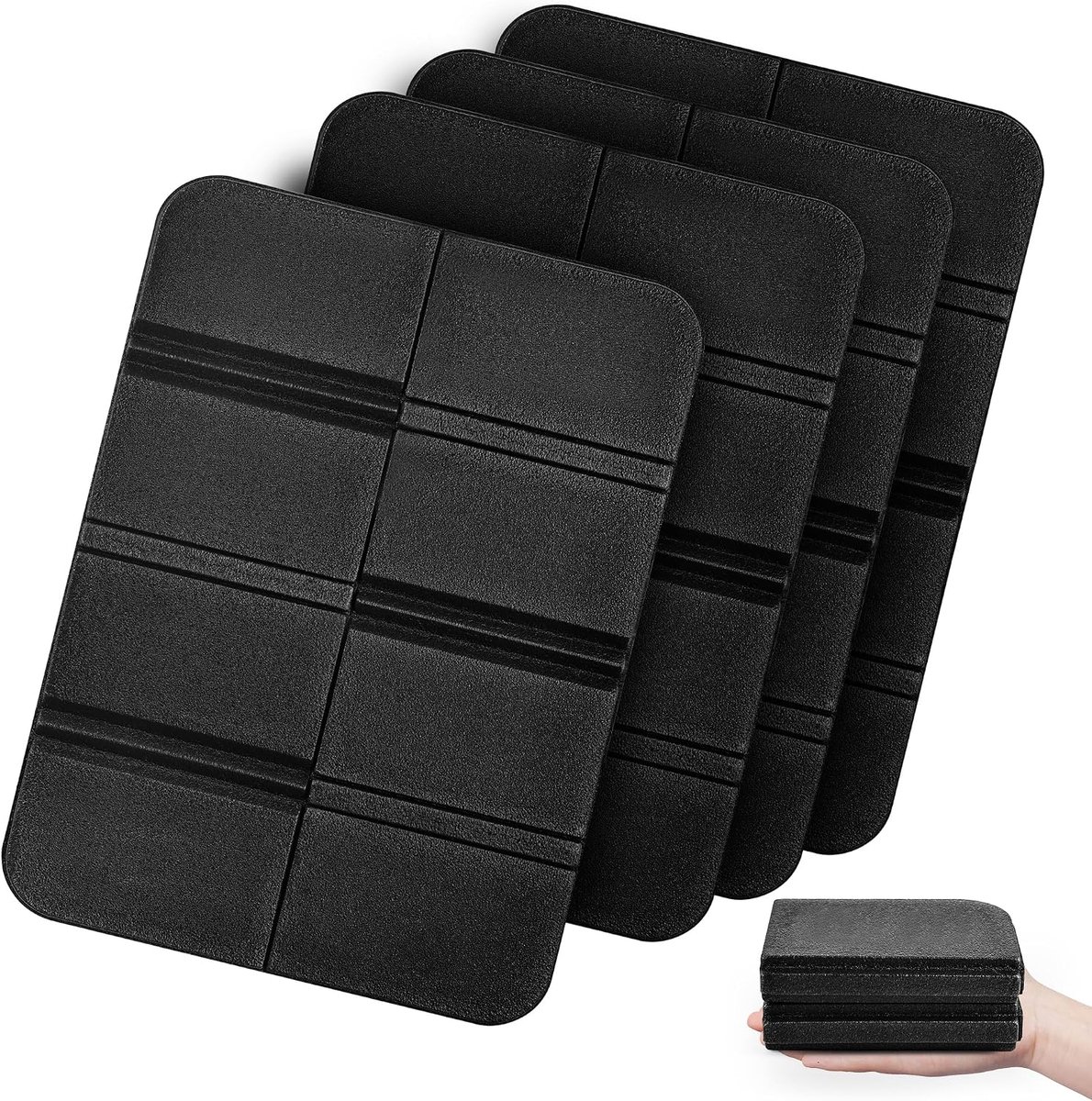 Cushion Outdoor Foldable Set of 2 Weatherproof Waterproof Thermal Seat Cushion for Children, Lightweight and Compact for Hiking, Camping, Stadium, Picnic, Garden (Black +Black)