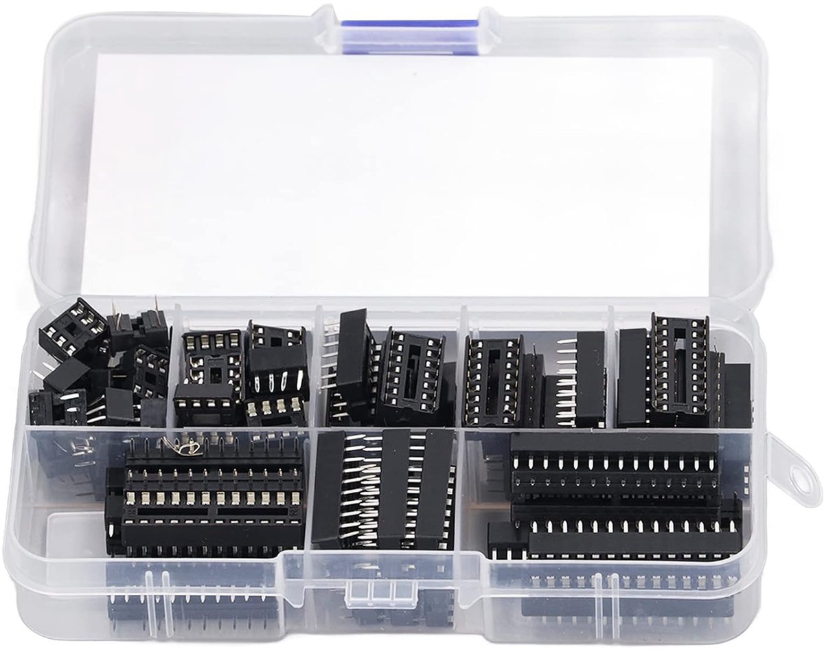 66Pcs DIP IC Chip Socket 6P Tot 28P Isolerende Plastic Dubbele Rij Platte Pin IC Sockets Soldeer Soort Assortiment Kit