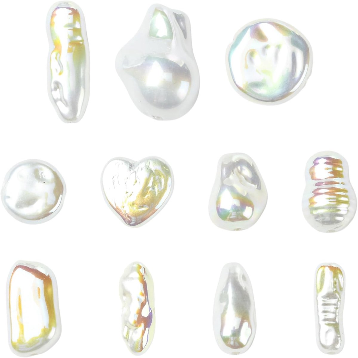 22Pcs 11 Stijlen ABS Plastic Imitatie Barokke Parel Kralen Wit Onregelmatig Hart Ronde Kralen Voor Diy Armband Ketting Oorbel Lanyard Sieraden Maken
