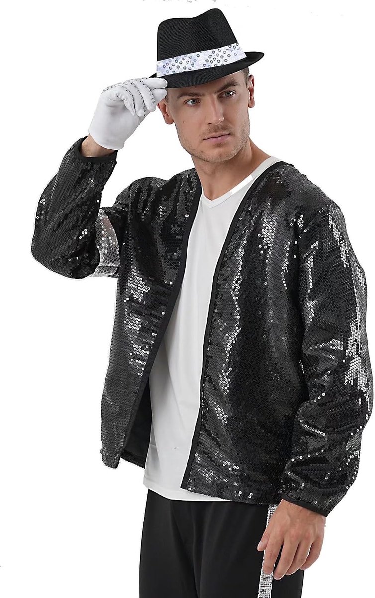 Kostuums Losse Kinderen Jongens Meisjes Halloween Kerstfeesten Dansen Cosplay Rollenspel Retro Punk Mannen Vrouwen Zwarte Pailletten Jas Kleding