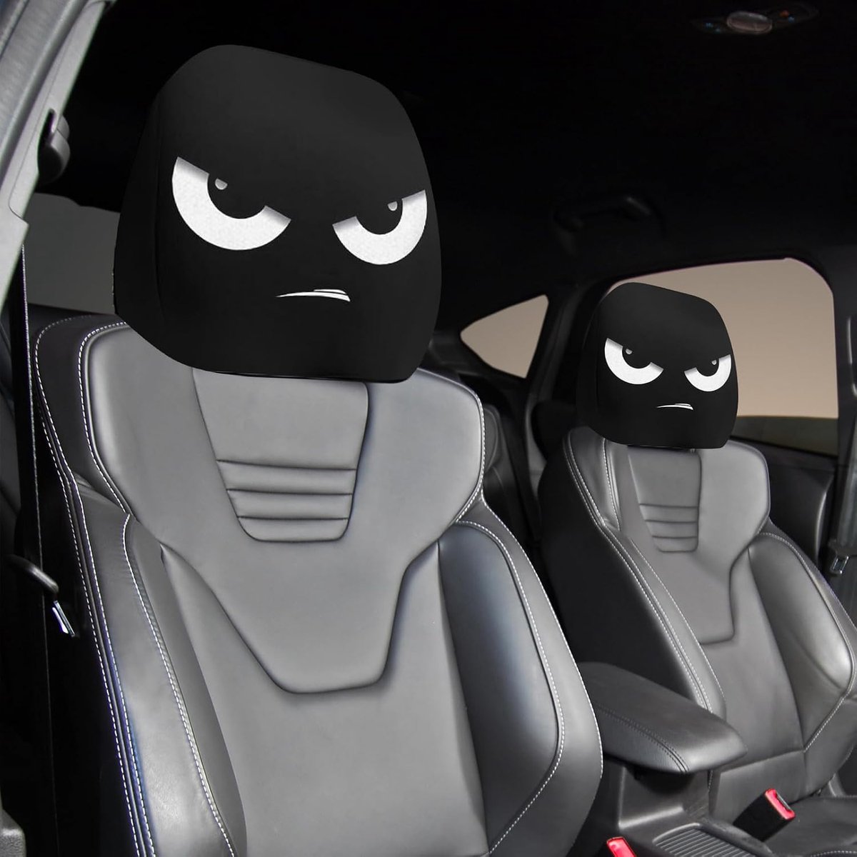 2 stuks autohoofdsteunhoezen, grappige hoofddeksels voor autostoelen, universele autohoofdsteunhoes, hoofddeksel voor autostoelen, grappige hoofdsteunhoezen voor Halloween (D)