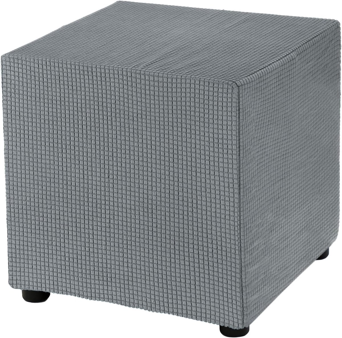Hoes voor kruk, 33 x 33 x 38 cm, hoge elasticiteit, stoelhoes voor voetenbank, stretch overtrek, wasbare afdekking, hoes, krukbeschermer, donkergrijs