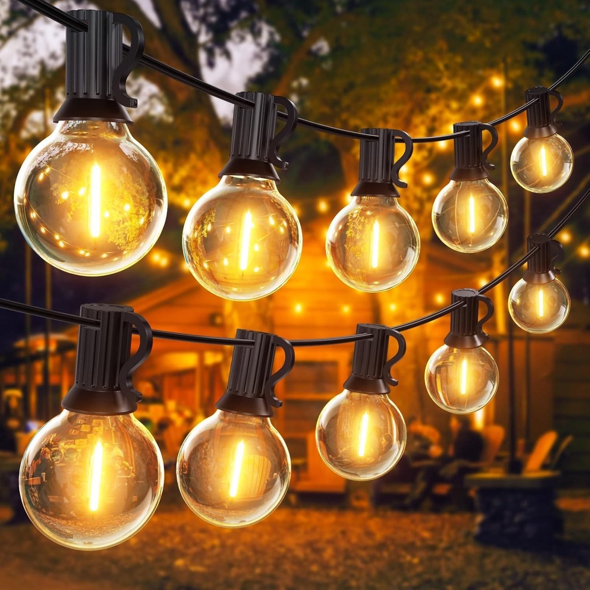 LED Buiten Lichtsnoer - Warm Wit - 30 Meters - Waterdichte Lichtketting met G40 Lampen - Voor Tuin, Terras en Bruiloft