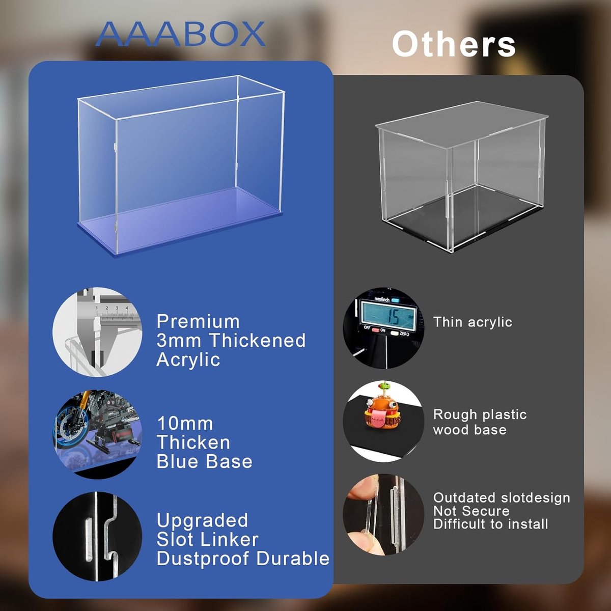 Vitrine 50x25x40,Presentatiedoos voor Stranger Things The Upside Down 75810 (Blauwe Basis)