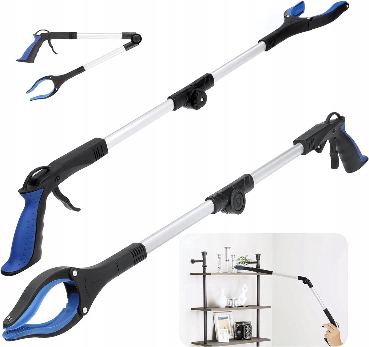 Afvalgrijper/Grijptang - Grijper - Grijphulp - 2 Stuks - Opvouwbaar - Magnetisch - 81 cm - 360° Draaibare Spankop - Aluminium - Grijpstok Voor Ouderen - Voor Afval en Kleine Voorwerpen