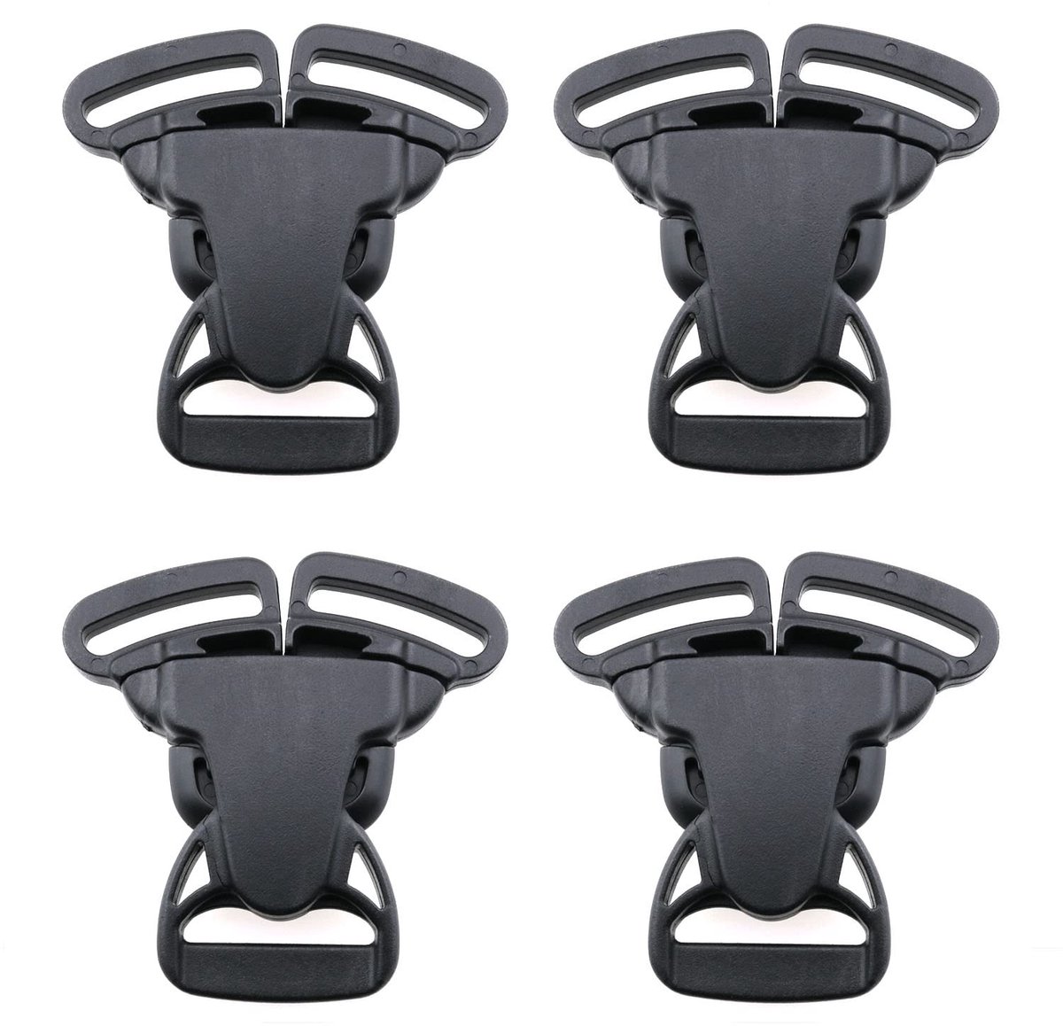 Set van 4 zwarte kunststof drie-weg sluitingen van 2,5 cm voor stoelen