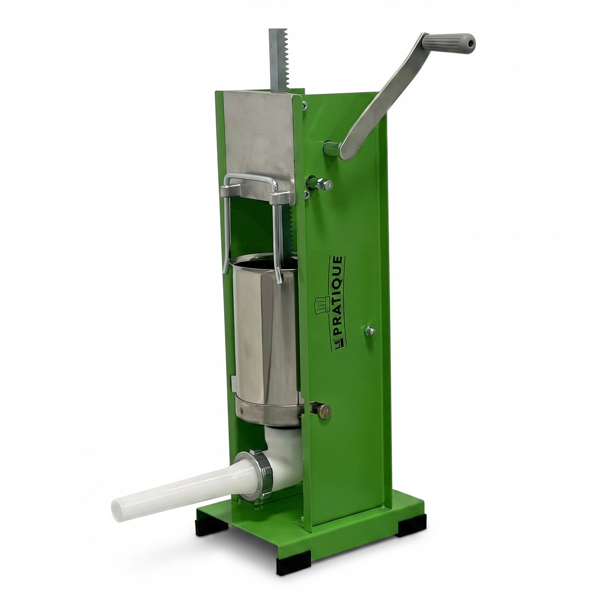 Le Pratique | Premium Worstenvuller | Verticale 5 Liter RVS cilinder | Mechanische Worstenmaker met 2 Snelheden | 4 Vulpijpen (15, 23, 29, 38 mm) | Gehaktmengsels luchtdicht verwerken | O.a. voor Verse Worst, Saucijzen of Droge Worst | Made in Italy