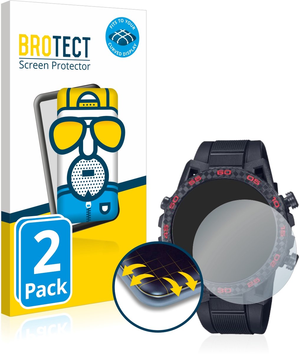 BROTECT - Screenprotector voor Casio Edifice ECB 2000 - Folie Beschermfolie matte volledig dekking 2 Stuks