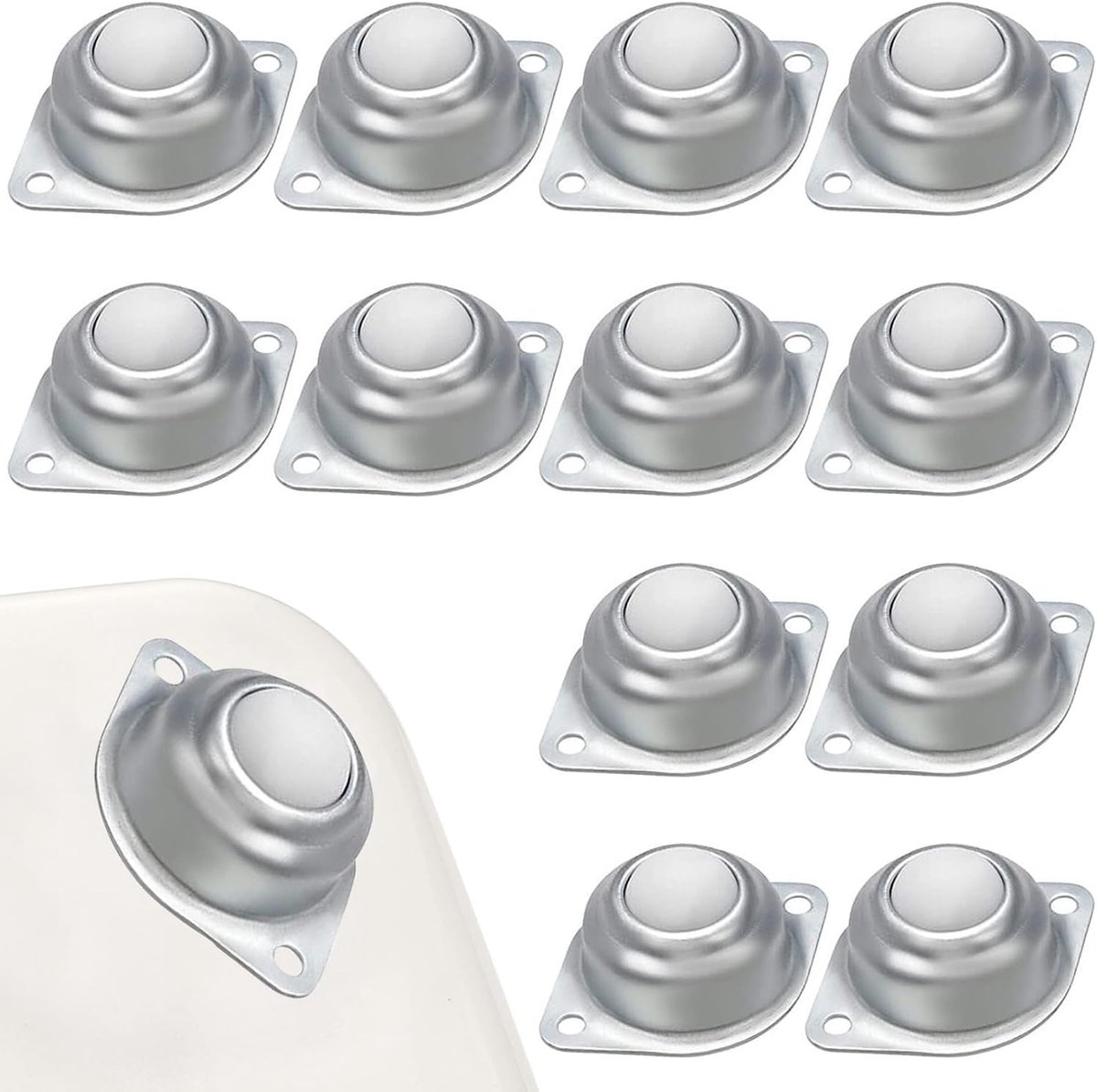 Allecto Plus - Kogelwielen meubels nylon platte lagers zware belasting mini-wielen 12 stuks