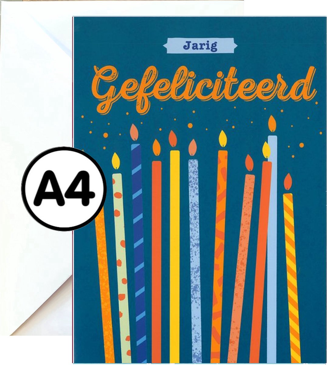 Grote Wenskaart - Jarig Gefeliciteerd - A4 XXL - Met Envelop