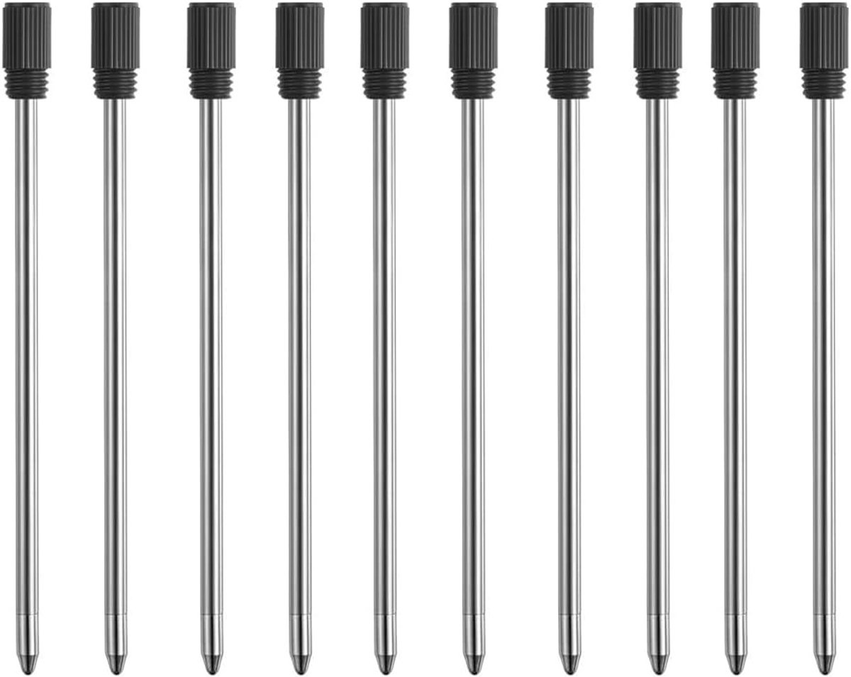 10 x Vervangbare Balpen Vullingen 0,7 mm Zwarte Inkt Bullet Tip - Glad Schrijven voor School en Kantoorbenodigdheden