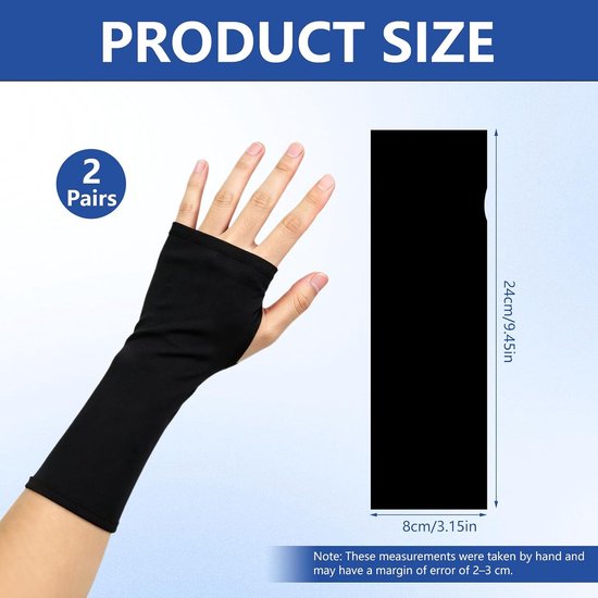 Sleeve Liners, polsbandage, polsbandage, beschermhoezen voor pols en onderarm, voor gebruik onder gewrichten, elastisch en ademend, herbruikbaar (zwart lang lang) — afbeelding 5