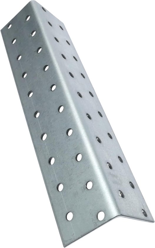 - C58986 - Set met 2 gaten hoeken, 40 x 40 x 200 x 2 mm - rechthoekige bevestigingspoten - met 40 ronde gaten - versterking meubelrekken hout - verzinkt staal Z275 — afbeelding 5