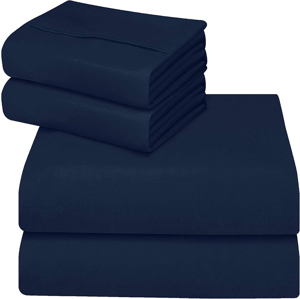 Hoeslaken - diepe zak 35 cm - zachte geborstelde microvezelstof marineblauw beddengoed - krimp- en vervagingsbestendig. (King (150 x 200 cm), marineblauw)