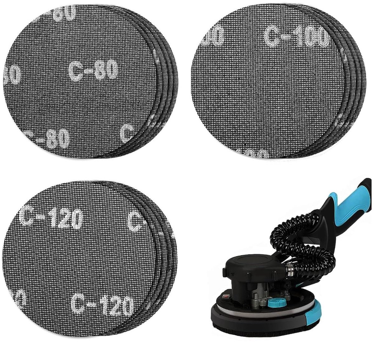 15 st. Schuurgaas 225mm Klittenband, Korrel 120/100/80 | Schuurschijven voor gipsplaatschuren, pads, schuurpapier, klittenband schijven voor giraffe- en plafondschuurmachine