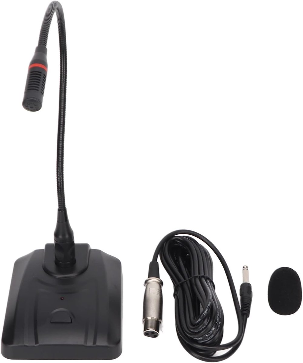 Condensatormicrofoon, Tafelgemonteerde Spraakcondensatormicrofoon met Snoer en Popfilter, XLR-microfoon voor Conferentievergadering Video Live Streaming Lezing