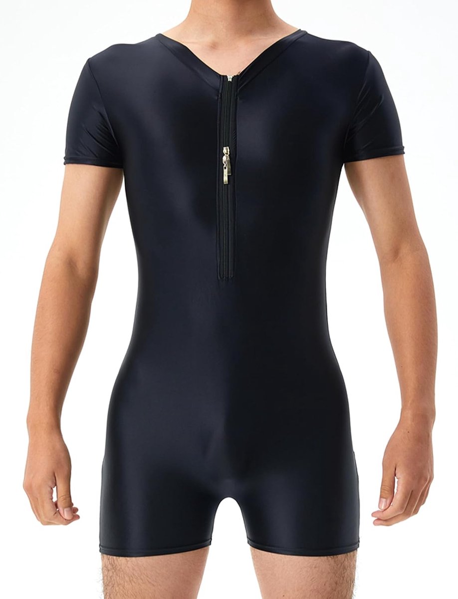 Jumpsuit voor heren, sportbody onderhemd, shapewear voor heren, bodysuit, jumpsuit, glanzend, heren, danspak, heren, bodysuit, korte mouwen