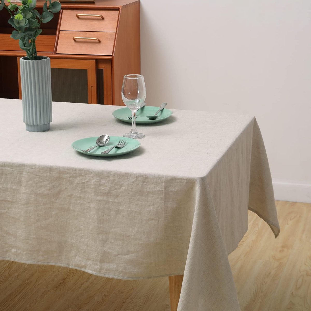 Rechthoekig tafelkleed, 100% linnen, hoogwaardig linnen tafelkleed voor keukentafel en eettafel, natuurlijke elegantie voor thuis (natuur, 140 × 100 cm)