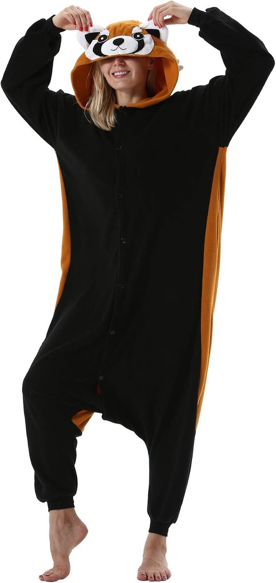 Overall, pyjama, outfit, nachtkleding, onesie voor volwassen dames en heren, voor anime, dierencosplay, Halloween, gekostumeerde avond, uniseks, voor lengte 148-187 cm
