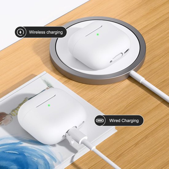2PCS Mocarheri Siliconen hoes Compatibel met AirPods 4th Generation hoes 2024, Ultra-Thin, siliconen stootvaste zachte beschermhoes voor AirPods 4, LED vooraan zichtbaar (Zwart/Wit) — afbeelding 3