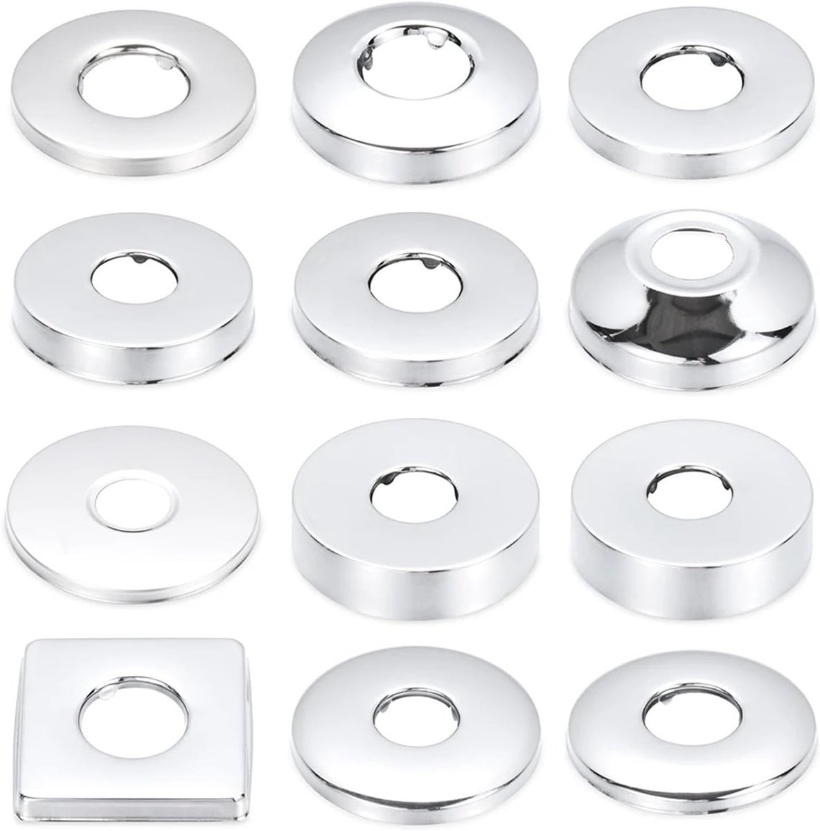 2 stuks, diameter van 25 mm (3/4"), douchearmatuur-rozet, roestvrij staal, rozet voor kraan, buisafdekking, rozetten voor douchekranen, kranen, radiatoren, zilver, 80 x 25