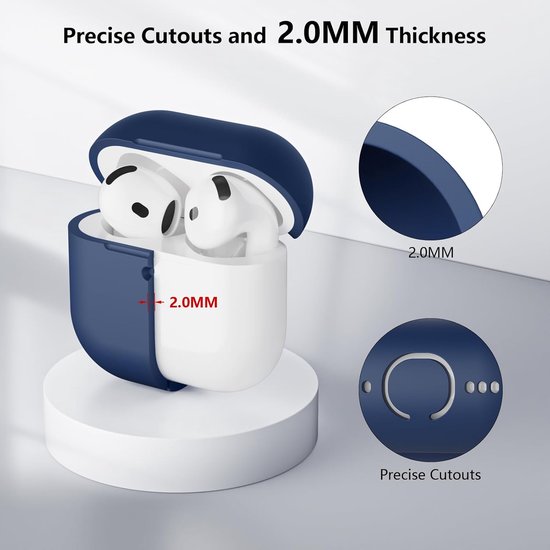 Hoes, compatibel met Airpods 4 2024, led aan de voorkant, zichtbaar, zachte siliconen volledige bescherming, schokbestendig hoesje voor AirPods 4e generatie, met reinigingsset, — afbeelding 2
