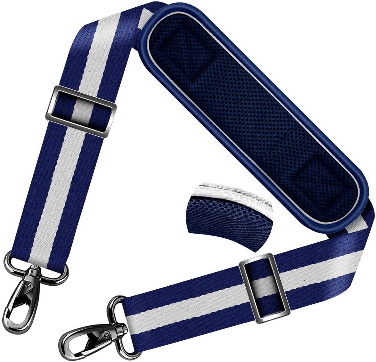 78" Universele Schouderriem met Ultradikke Vaste Gewatteerde en Dubbele Balansgespen voor Aktetas, Reistas, Sporttassen, Laptoptas, Crossbody-tas enz,Strepen-BuWBu