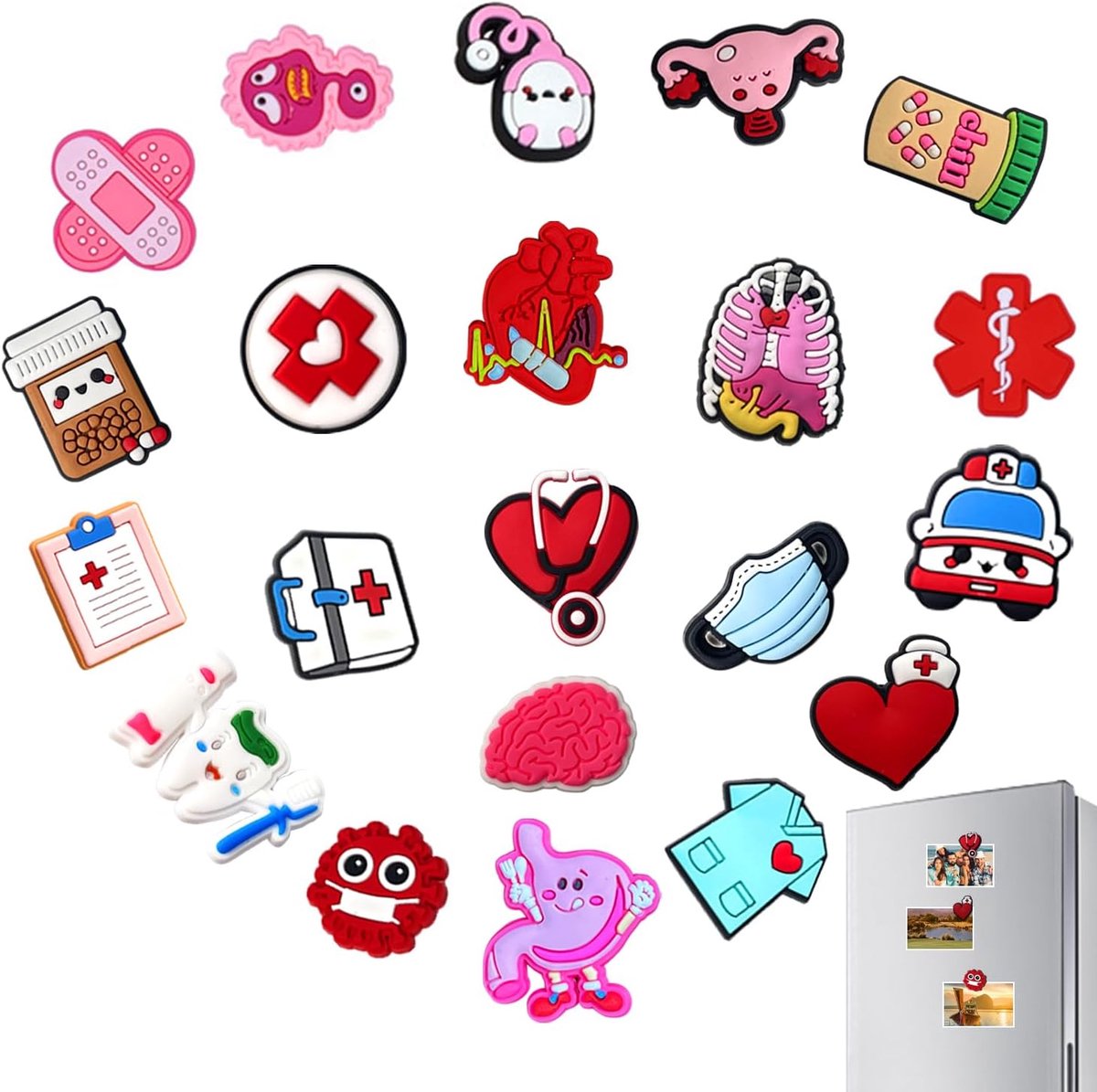 Magneten, koelkast decoratieve koelkastmagneten motief koelkastmagneet met medicijnpatroon cartoon voor magneetbord koelkast whiteboard geschenken voor volwassenen en kinderen