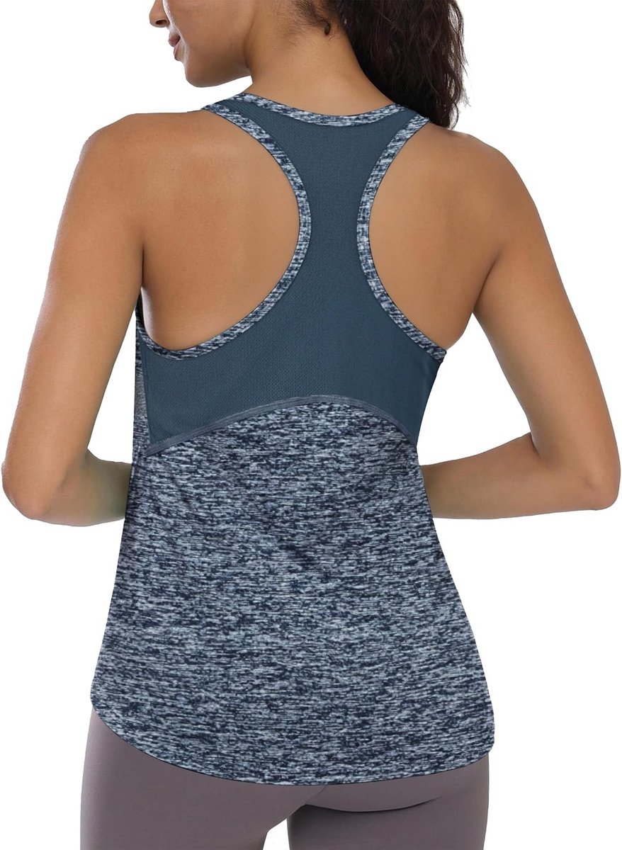 Back Vest Tops Vrouwen UK Ronde Hals Mouwloos Lichtgewicht Ademend Workout Tops met Mesh Terug Gebogen Zoom voor Gym Running Training Sportkleding