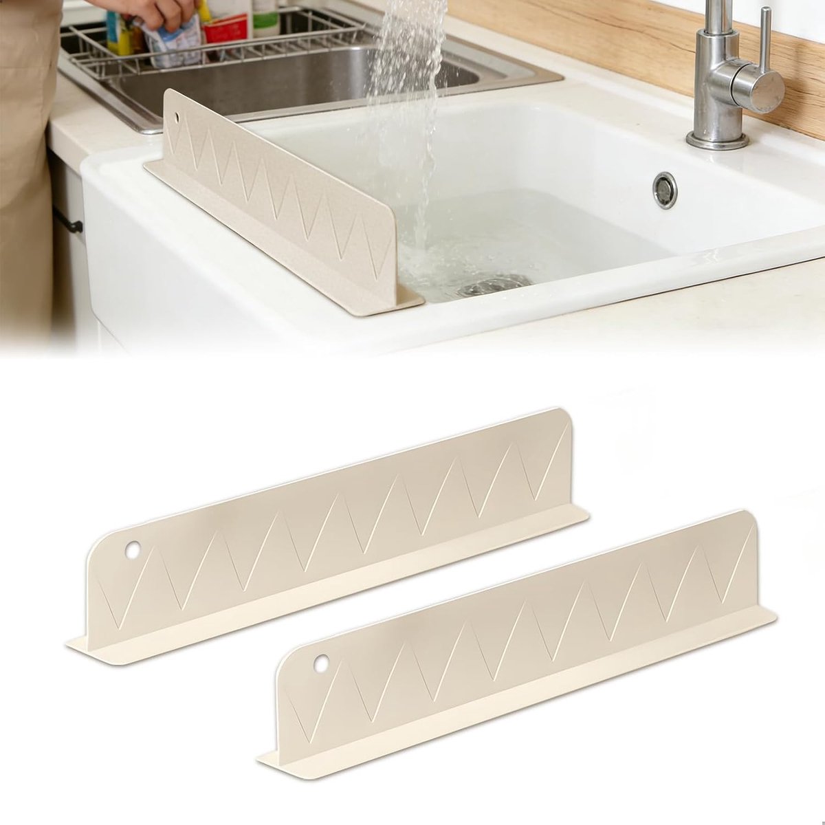 Spatbescherming voor gootsteen, spatbescherming voor gootsteen, spatbescherming voor spoelbakken, inclusief zuignappen, geschikt voor keukens, badkamers en eilandunits, ter voorkoming van waterspatten