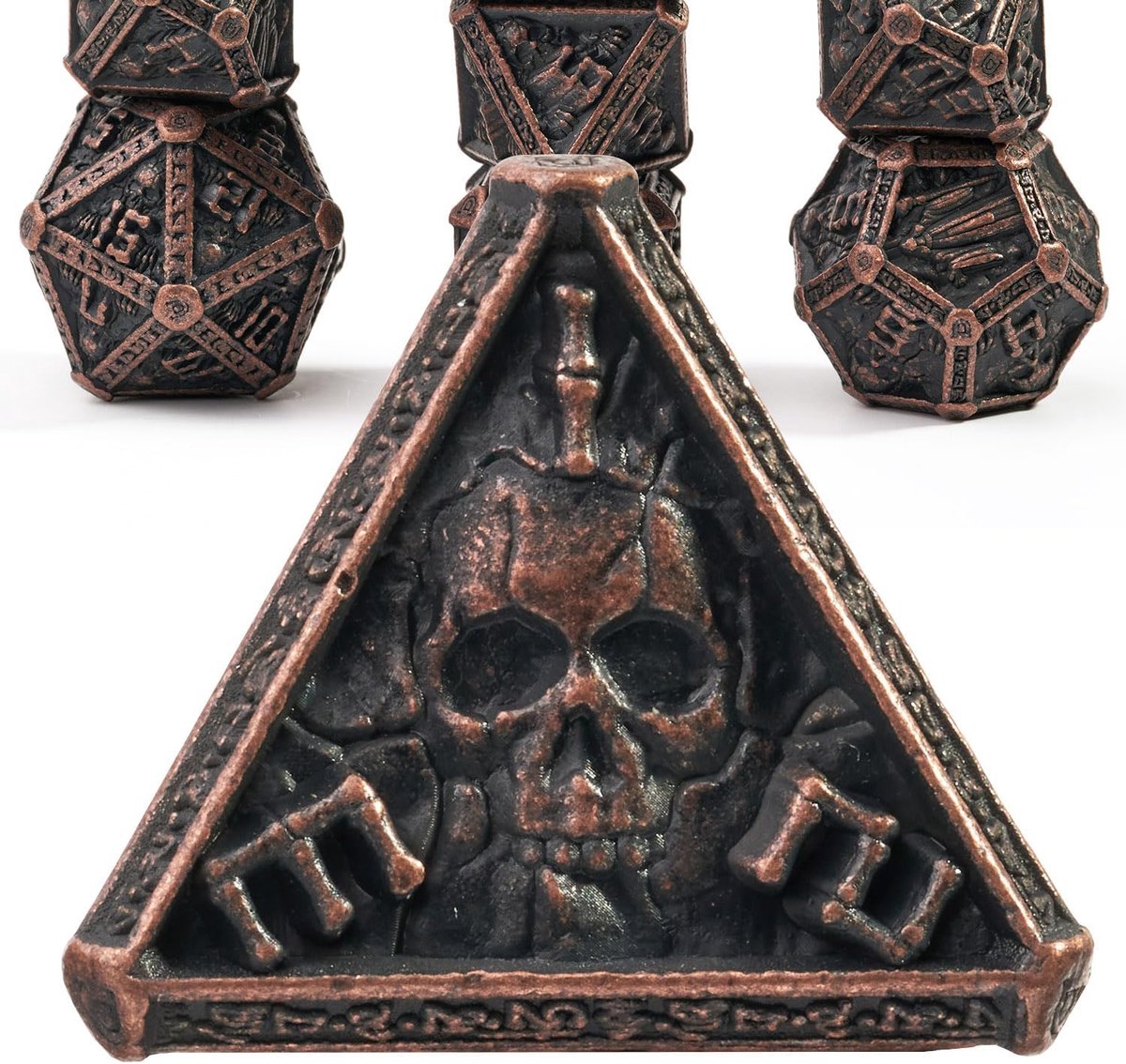 Skull metalen DND dobbelstenen set voor kerkers en draken Cthulhu DCC unieke magie RPG rollenspel accessoires geschenken (brons)