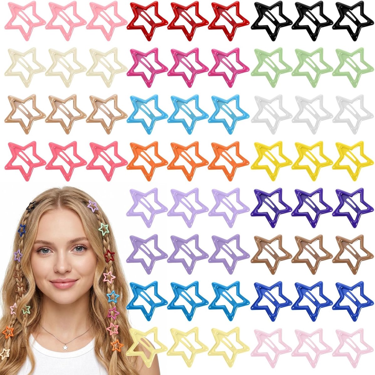 Haarspelden, haarspelden met sterren | Kleurrijke haarspelden Y2K haarsieraad pentagram haarclips voor meisjes en vrouwen