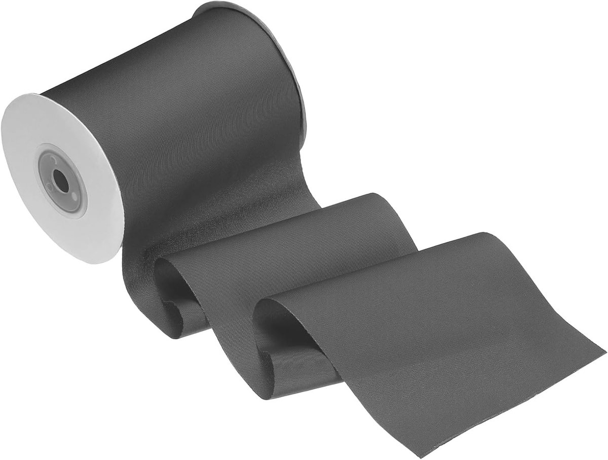 Dubbel satijnen lint (10 cm x 10 yard, grijs) - Dubbelzijdig dik polyester satijnen lint effen stof, van toepassing op bruiloftsfeestdecoratie/grote openingsceremonie/strikken maken