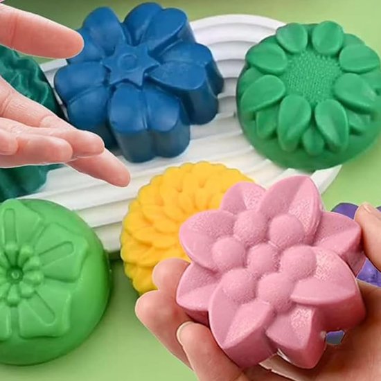 6 Stuks Siliconen Zeepvorm, Praktische Gietvorm voor Zeep - Chocolade en Cake, Herbruikbare Bakvorm Van Siliconen, Ideaal voor Doe-het-zelf Zeepmaken en Desserts — afbeelding 2