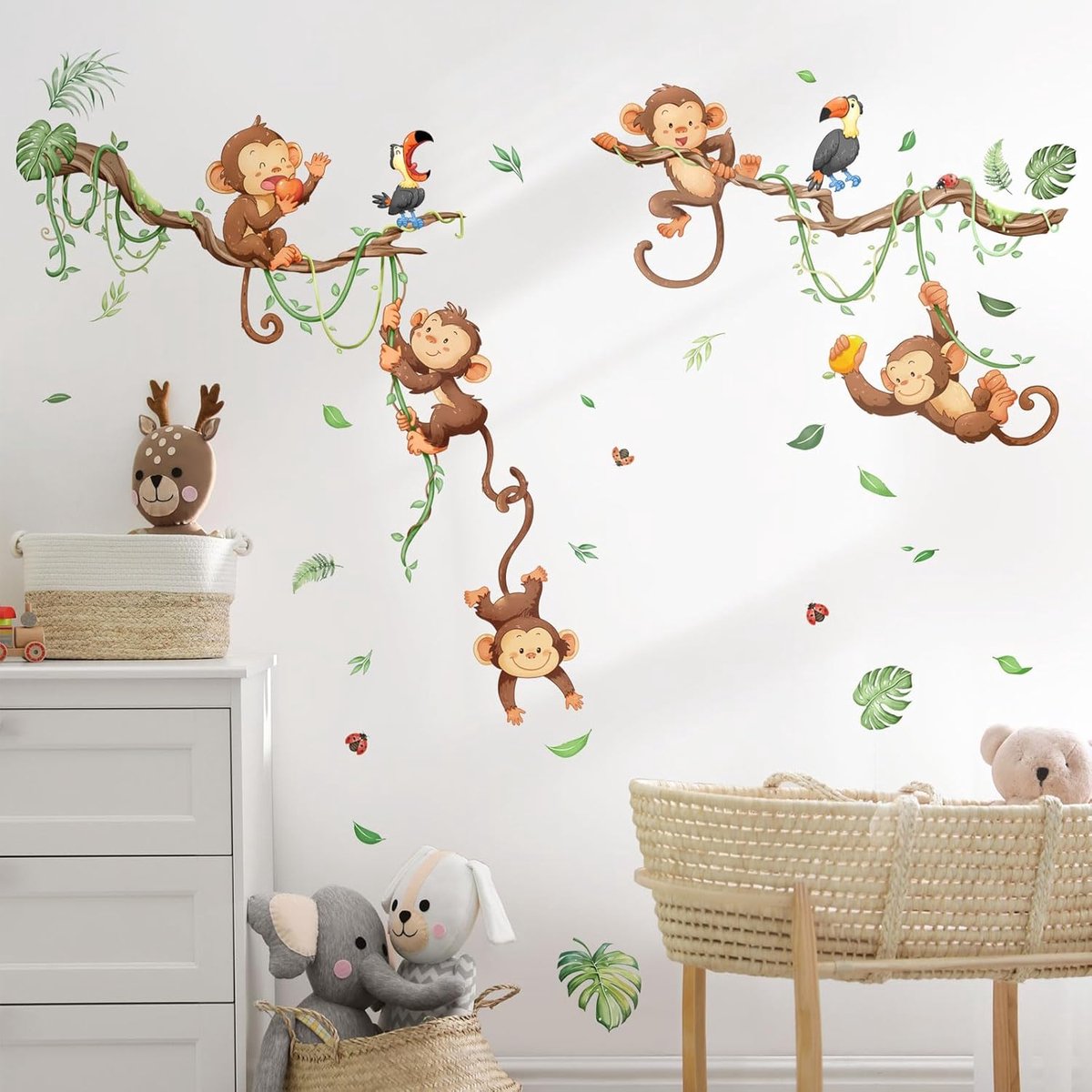Muurstickers Muurstickers Jungle Dieren Wijnstok Bladeren Muurstickers Baby Kwekerij Kinderkamer Woonkamer Slaapkamer Peuterkamer Muur Decor