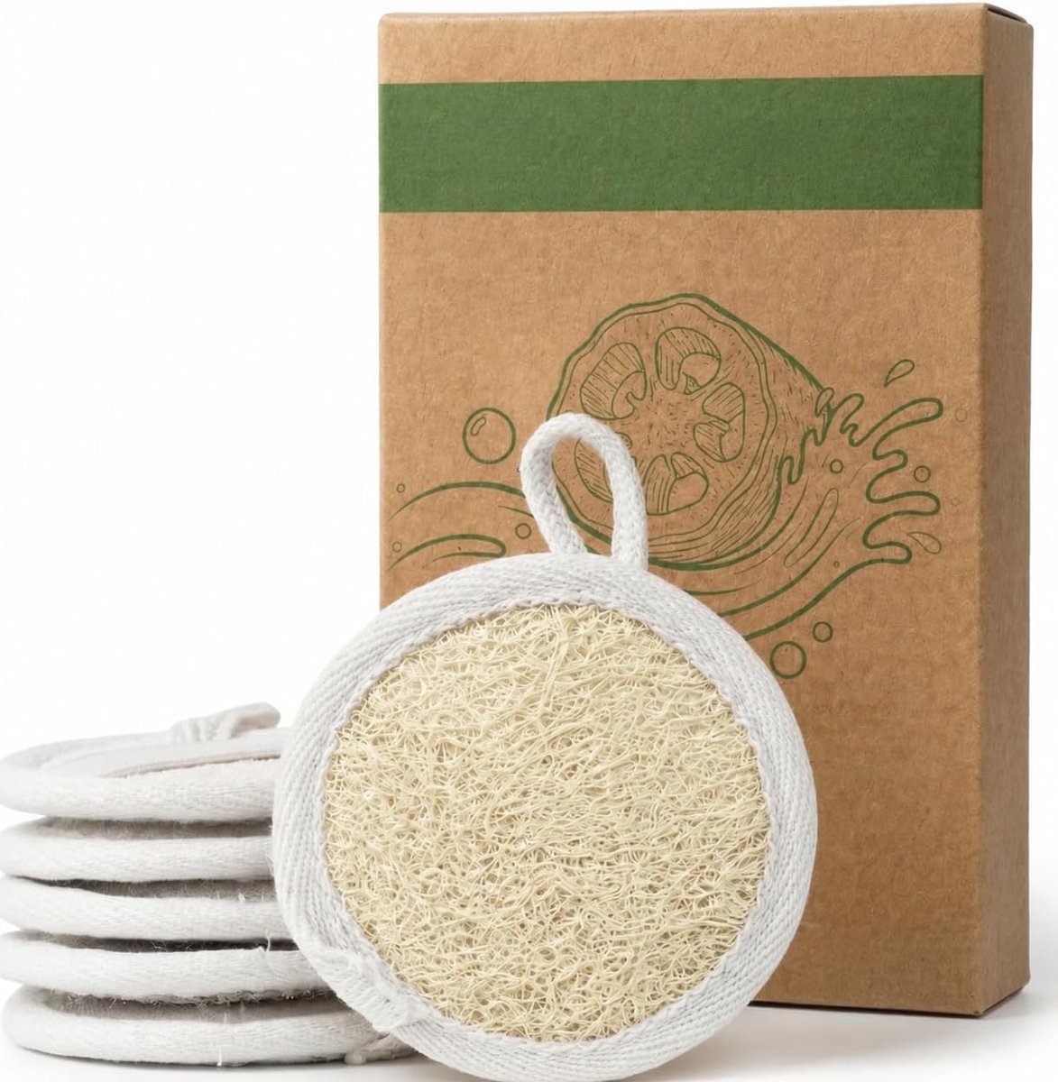 6 stuks Luffa Sponzen, Zachte Exfoliërende Sponzen voor Gezicht en Lichaam, Ultra Zacht, Geschikt voor de Gevoelige Huid, Handzaam en Veelzijdig