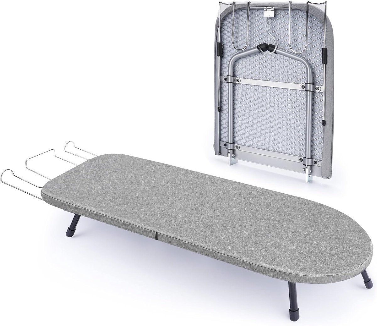 Tafelstrijkplank met Strijkijzerstandaard - Mini Strijkplank met Metaalgaaspaneel en Hittebestendige Hoes - Draagbare Kleine Strijkplank Opvouwbaar voor Studentenkamers - Appartement en Reizen