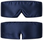 Donkerblauw zijden slaapmasker van PurelyGoods met neusstuk en verstelbare band.