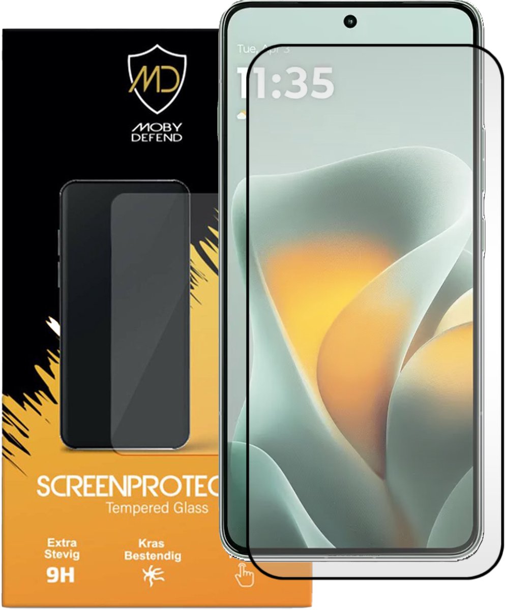 MobyDefend Screenprotector - Geschikt voor Motorola Edge 70 Max - Screensaver Met Zwarte Randen - Gehard Glas