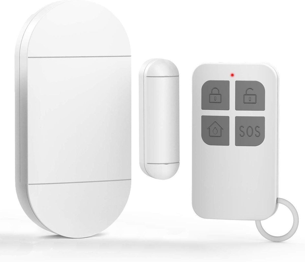 DeurAlarm - Deur Sensor - 130dB Alarm - Draadloos Raam en Deuralarm - met Afstandsbediening - Luid Inbraakalarm Sirene - Magnetische Deursensor - Zonder Boren - voor Huisbeveiliging & Schuifpui - 15m Bereik - Koppelbaar Systeem - Wit