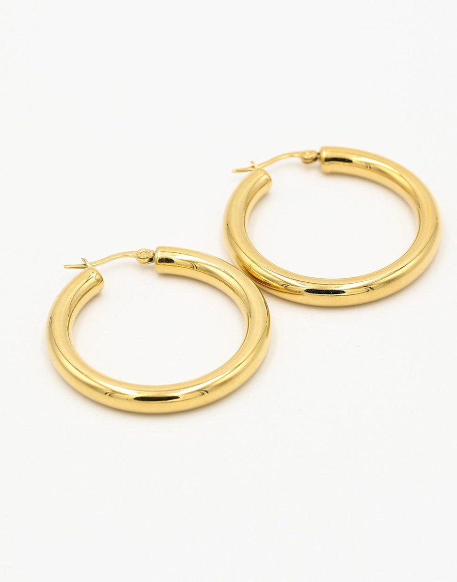 Chunky Hoops 30mm Goudkleurig - 3cm - Stainless Steel - Glow Adora