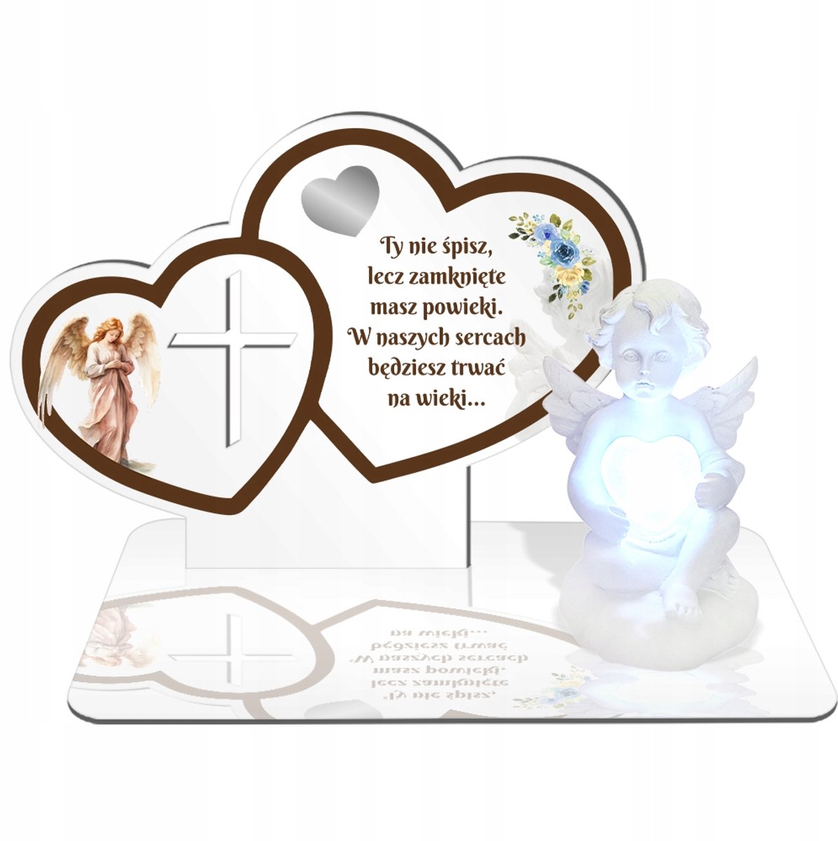 Witte LED Graph Angel met Hart, Kleurwisselend