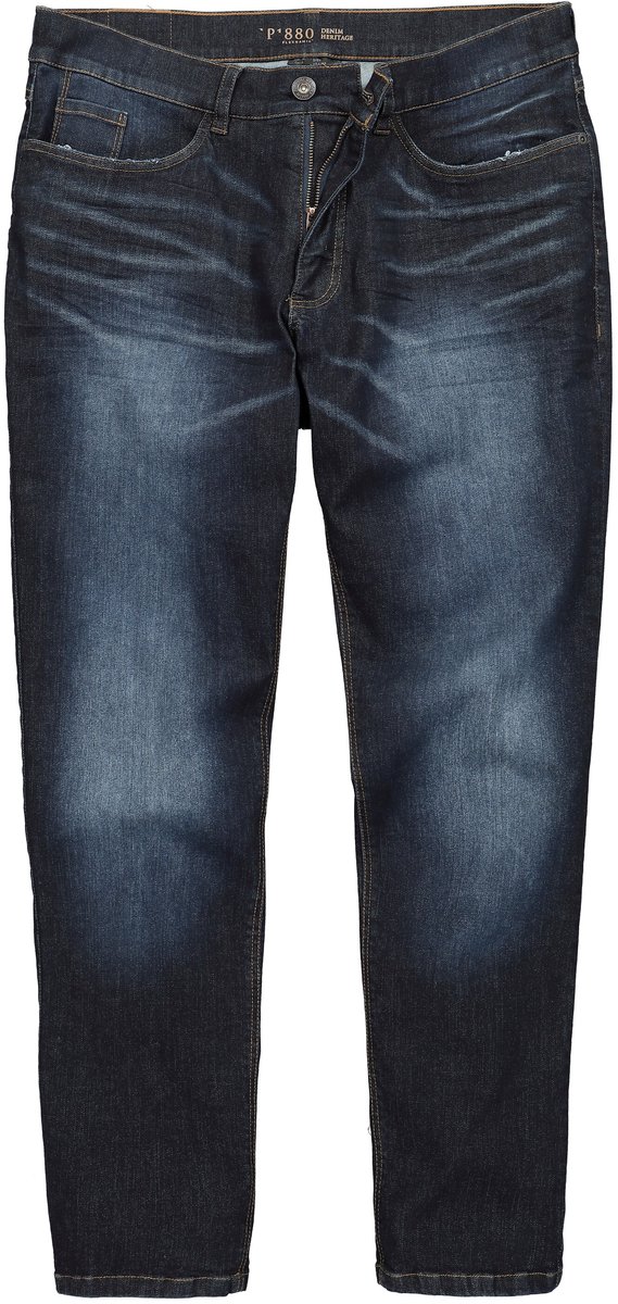 JP 1880 - Heren - Jeans denim vintage look tapered loose fit 5-pocket - Donkerblauw denim - Maat 56