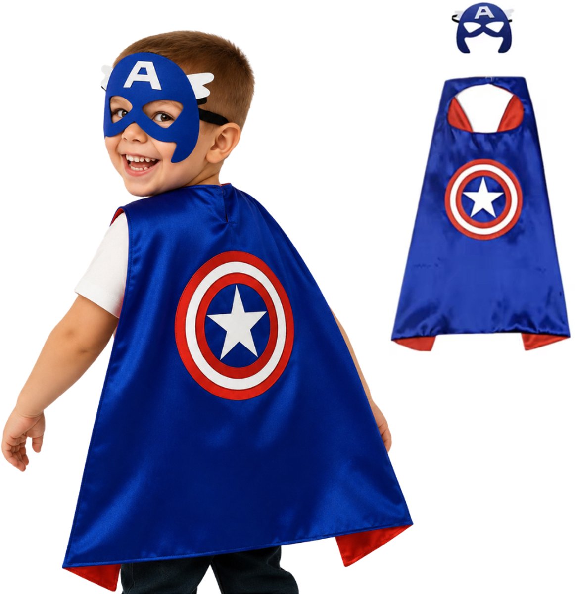 Joya Kids® Sterren Superheld Cape Masker | Superhelden Verkleedpak | Held Schild Kostuum | Cape | Masker | Verkleedkleding | Carnaval |